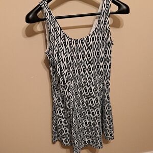 Black and White Geometric Patterned Women's Sundress